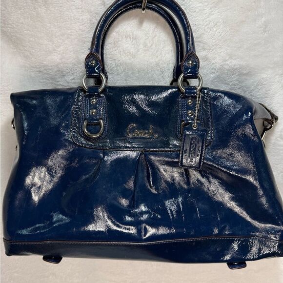 Coach Handbags - Coach Blue Patent Leather Satchel